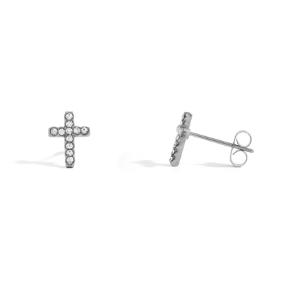 CrossLuxe™ Crystal Cross Stud Earrings – 18K Gold & Silver Plated Faith-Inspired Minimalist Jewelry for Women | Nemosn™ Grace Collection
