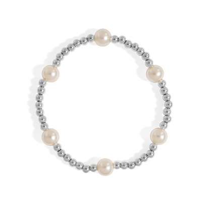 AuraPearl™ Classic Pearl & Metal Bead Bracelet – Minimalist Everyday Luxury (Gold & Silver Options)