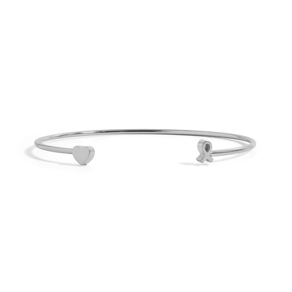 HopeBond™ Heart & Awareness Ribbon Open Cuff Bracelet – Strength, Support & Love (Gold & Silver Options)