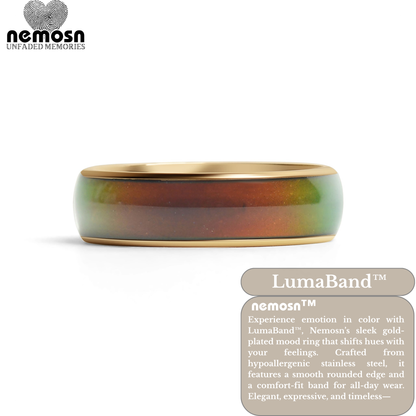LumaBand™ Gold Mood Ring – Color Changing Stainless Steel Comfort Fit Ring