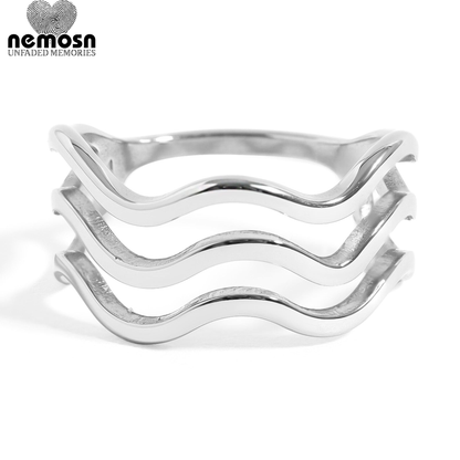 WaveLynx™ — Triple Wave Band Ring in Polished Gold & Silver