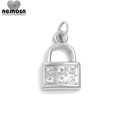 SparkLock™ Pendant – 18K Gold & Silver Stainless Steel Padlock Charm with CZ Stones | Love, Security & Strength Jewelry by Nemosn