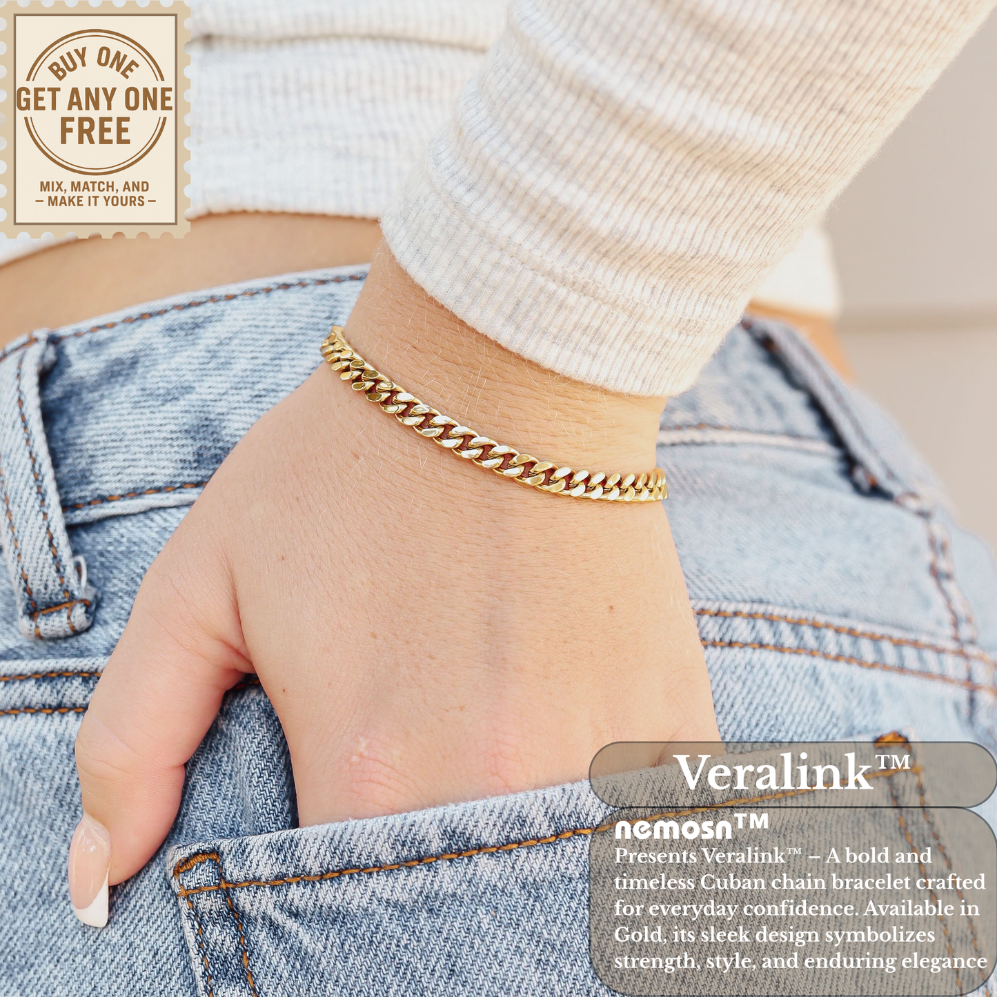 Veralink™ Classic Cuban Chain Bracelet – Bold to Minimal Style (3mm–16mm) | Gold & Silver Options