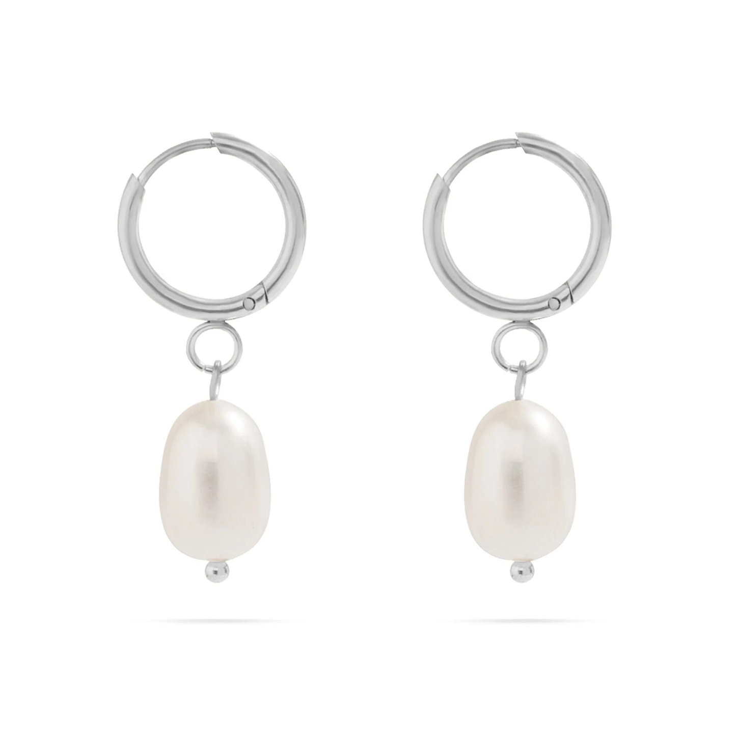 LumaPearl™ Classic Drop Pearl Hoop Earrings – 18K Gold & Silver Plated Minimalist Elegance | Nemosn™ Timeless Collection