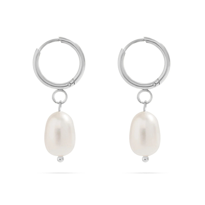 LumaPearl™ Classic Drop Pearl Hoop Earrings – 18K Gold & Silver Plated Minimalist Elegance | Nemosn™ Timeless Collection