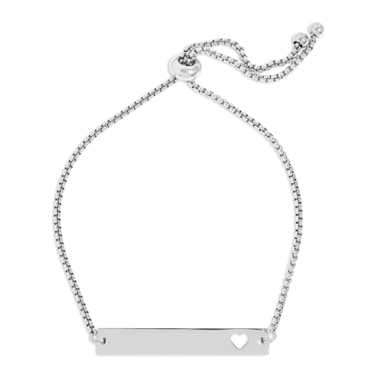 HeartBound™ Engravable Bar Bracelet – Personalized Name or Date Bracelet with Cutout Heart | Adjustable Gold, Rose Gold & Silver | NEMOSN