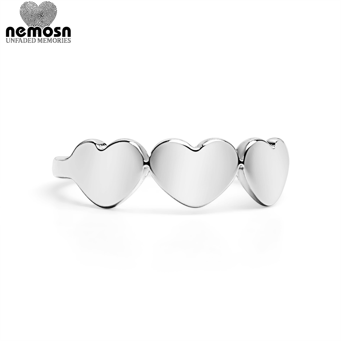 TriHeartGlow™ Engravable Triple Heart Ring – Personalized Initials Ring for Women | Available in Gold & Silver | NEMOSN