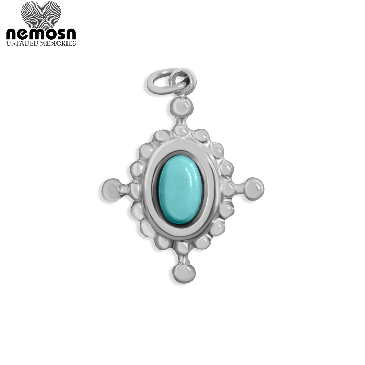TurqLuxe™ – Oval Turquoise Pendant in 18K Gold & Silver Finish