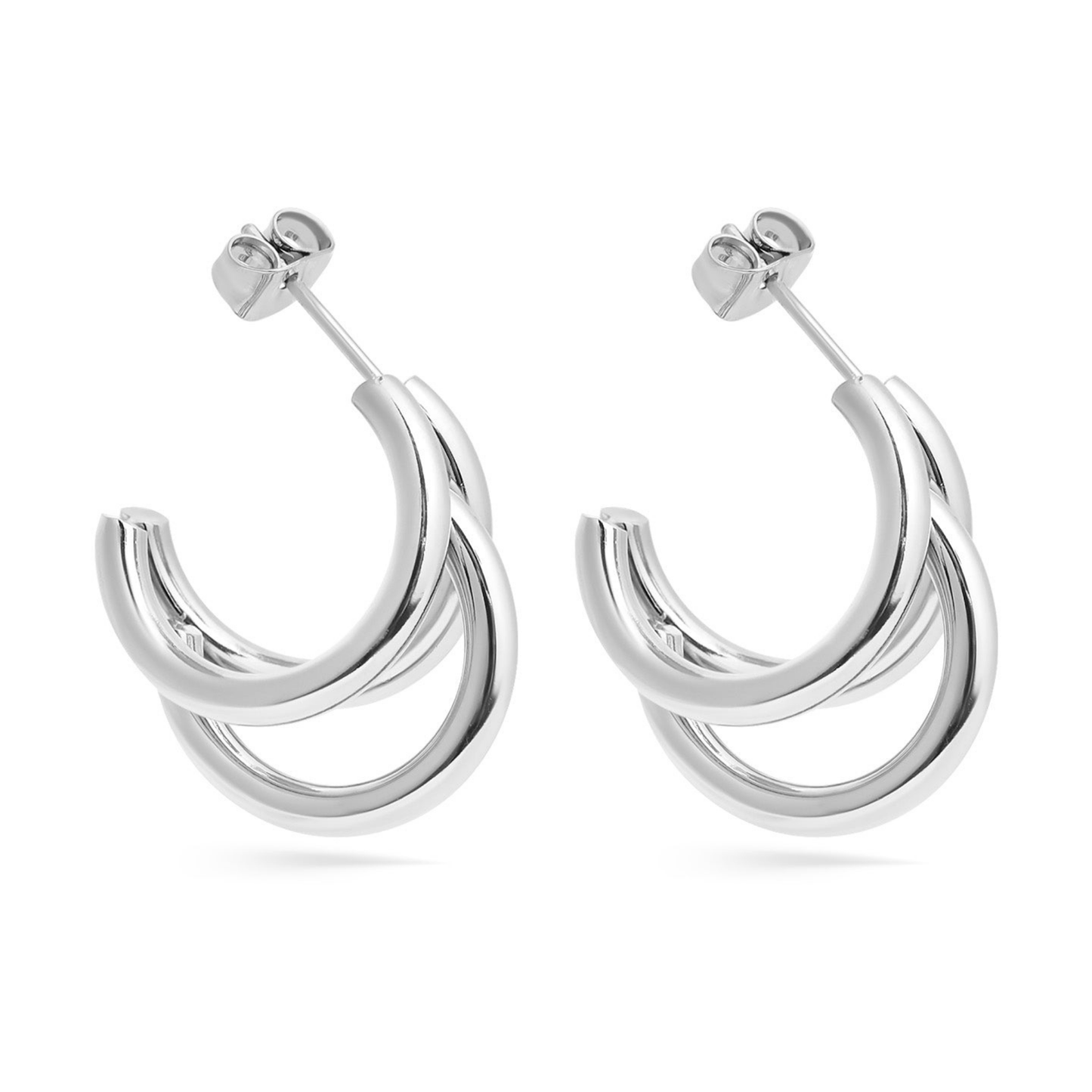 DuoLoop™ Double Hoop Earrings – Modern Minimalist 18K Gold & Silver Statement Hoops