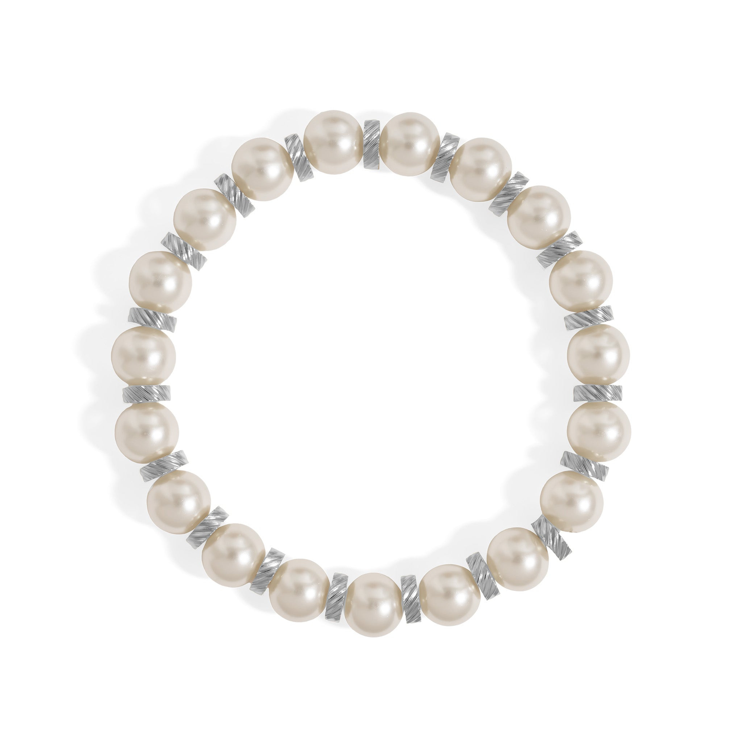 TwirlPearl™ Elegant Twisted Spacer Pearl Bracelet – Classic White Pearls, Tarnish-Free, Adjustable Fit