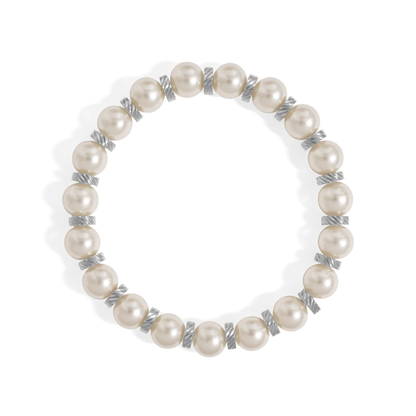 TwirlPearl™ Elegant Twisted Spacer Pearl Bracelet – Classic White Pearls, Tarnish-Free, Adjustable Fit