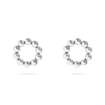 OrbLoop™ Beaded Circle Earrings – 18K Gold & Silver Plated Modern Minimalist Studs for Women | Nemosn™ Elegant Everyday Jewelry