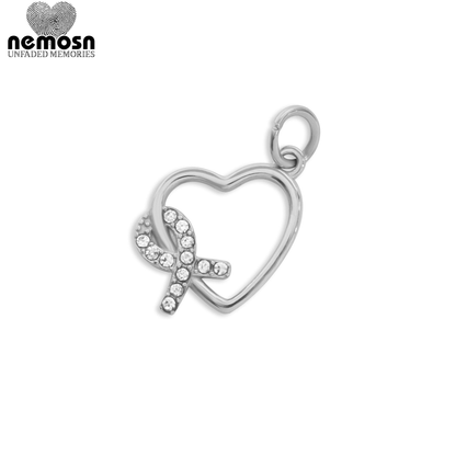 HeartHope™ – Crystal Awareness Ribbon Heart Charm in Gold & Silver