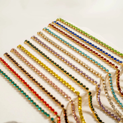 PrismAura™ Birthstone Tennis Bracelet | 12-Month Gemstone Bracelet in Gold – Garnet, Amethyst, Aquamarine, Diamond, Emerald, Ruby, Peridot, Sapphire, Tourmaline, Topaz & Blue Zircon