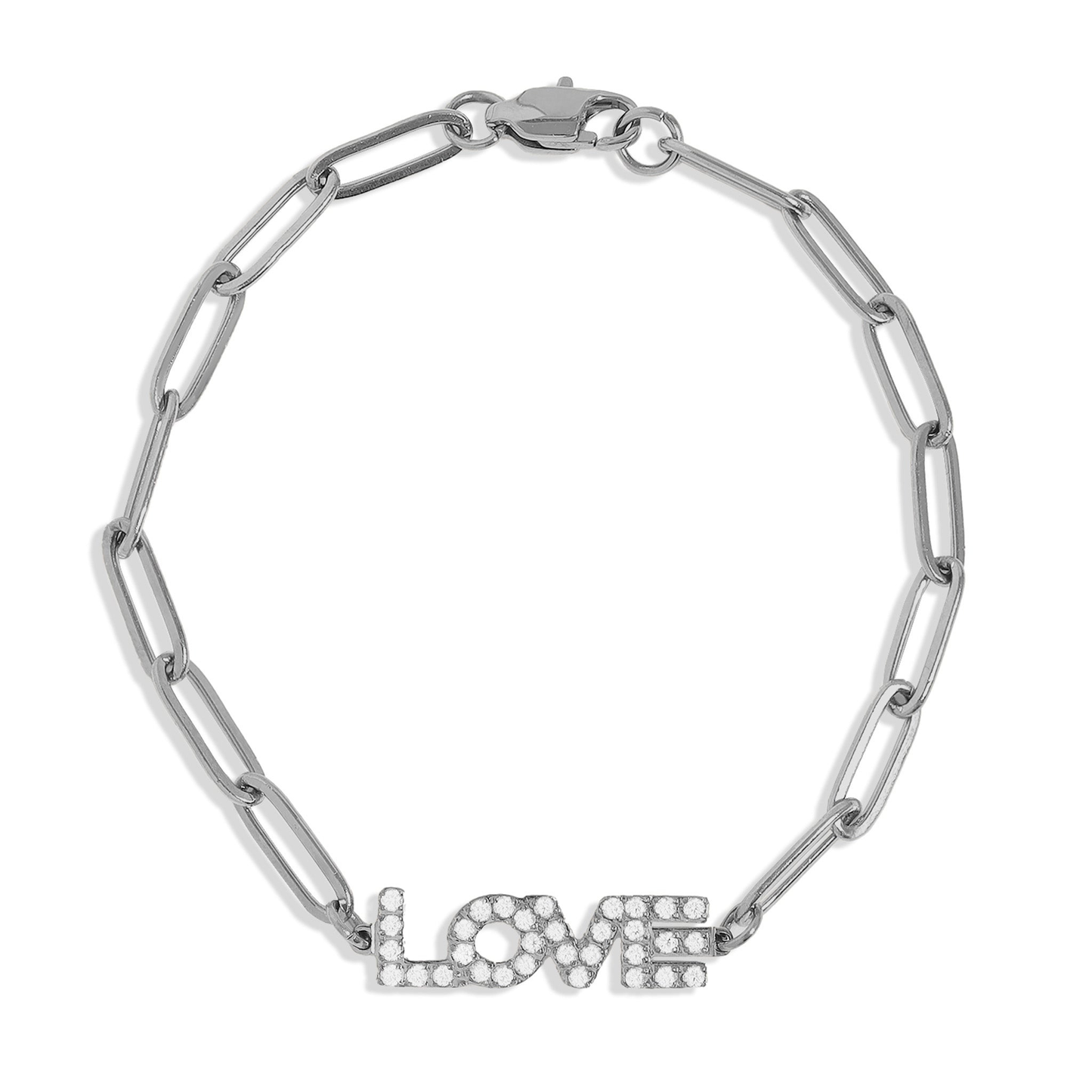 LumaLink™ 18K Gold & Silver “LOVE” Paperclip Chain Bracelet – Adjustable Minimalist Jewelry for Women