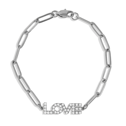 LumaLink™ 18K Gold & Silver “LOVE” Paperclip Chain Bracelet – Adjustable Minimalist Jewelry for Women