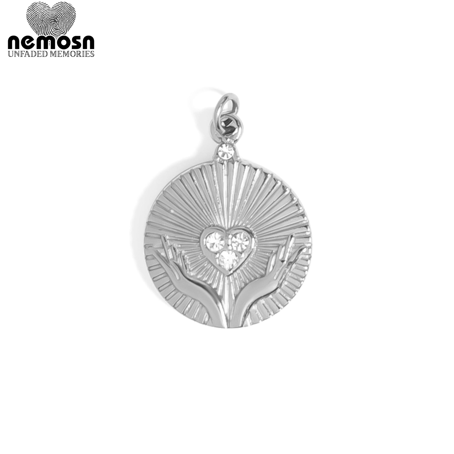 HeartRise™ – Crystal Healing Hands Medallion Pendant in Gold & Silver