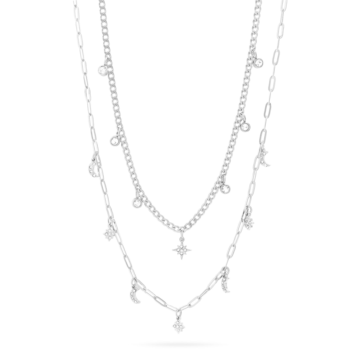 StarLuna™ Celestial Layered Necklace – Moon & Star Charm Constellation Design (Gold & Silver Options)