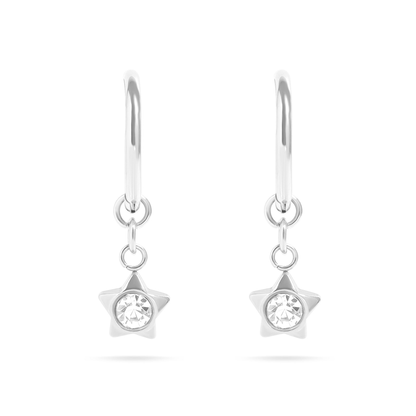 StarGleam™ Dainty Star Drop Earrings – 18K Gold Plated Sparkling Crystal Huggie Hoops