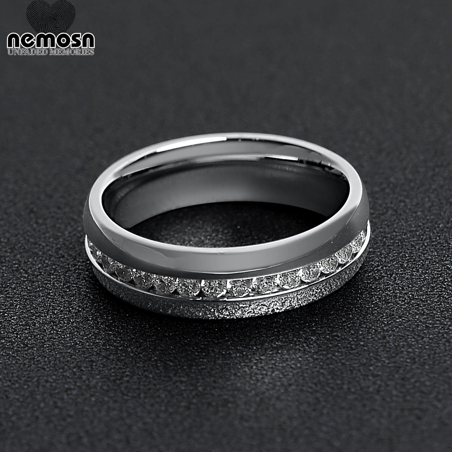 LumaBand™ — Polished Comfort-Fit Ring with Channel-Set Stones