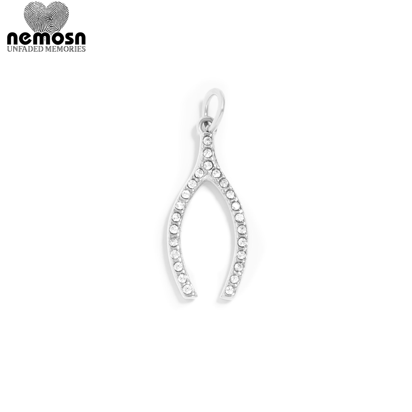 WishGleam™ Pendant – 18K Gold & Silver Stainless Steel Wishbone Charm with CZ Stones | Luck, Hope & Positivity Jewelry by Nemosn