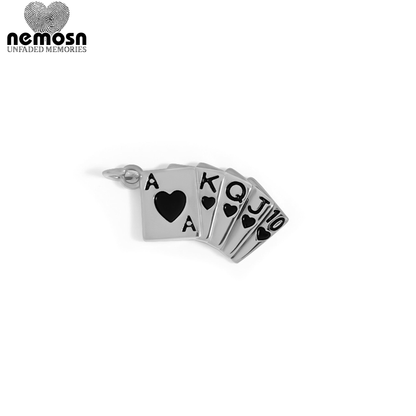 RoyalFlush™ – Lucky Poker Card Charm Pendant in Gold & Silver