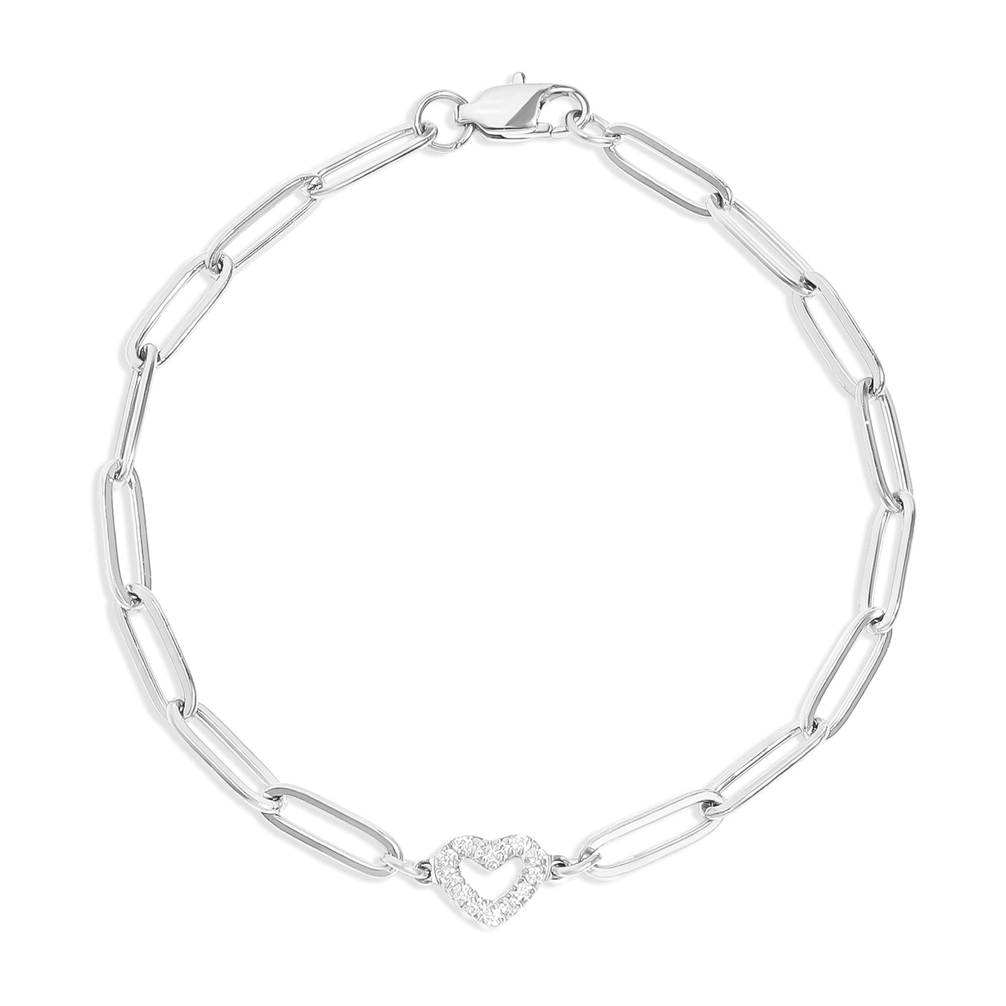 HeartLuxe™ 18K Gold & Silver Heart Paperclip Chain Bracelet – Dainty Adjustable Love Jewelry for Women