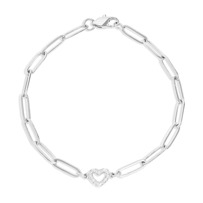 HeartLuxe™ 18K Gold & Silver Heart Paperclip Chain Bracelet – Dainty Adjustable Love Jewelry for Women