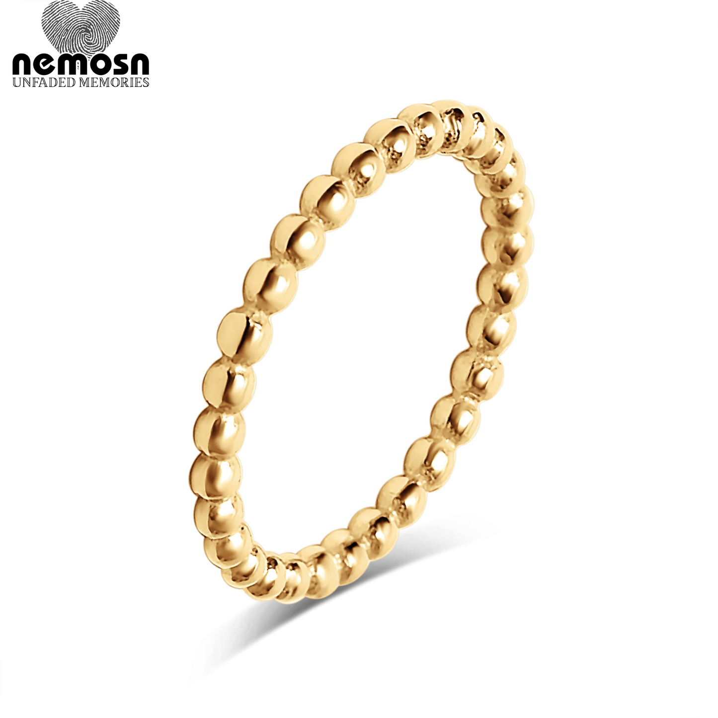 BeadLuxe™ — Classic Beaded Stackable Ring in Gold, Silver, Rose Gold & Black