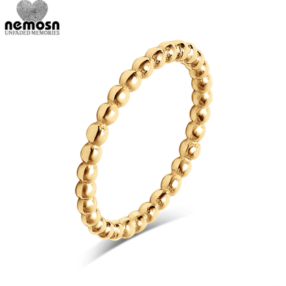 BeadLuxe™ — Classic Beaded Stackable Ring in Gold, Silver, Rose Gold & Black