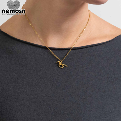 GallopGrace™ – Running Horse Charm Pendant in Gold & Silver