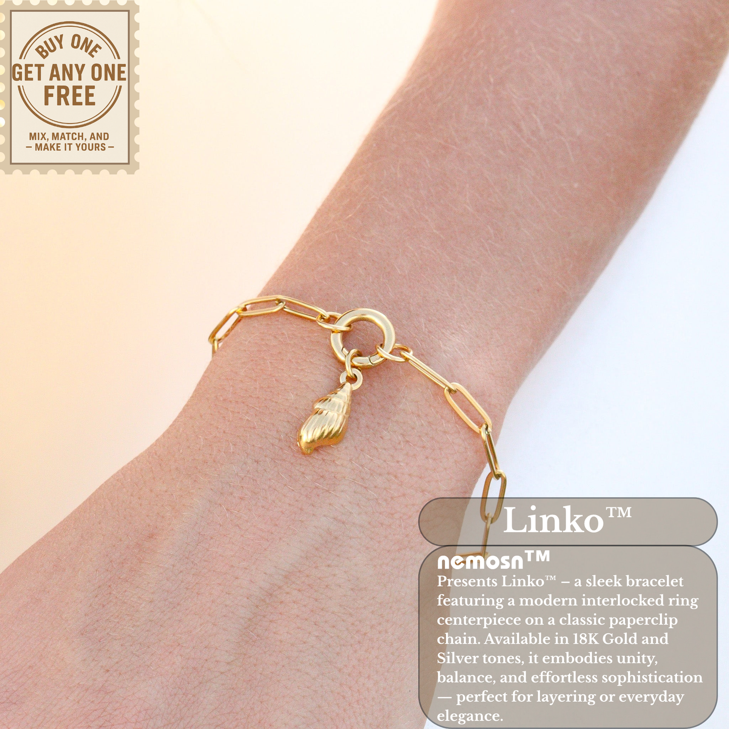 Linko™ Modern Paperclip Chain Bracelet – Minimal Chic Everyday Style (Gold & Silver Options)