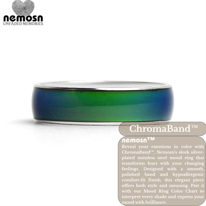 ChromaBand™ Silver Mood Ring – Color Changing Stainless Steel Emotion Ring