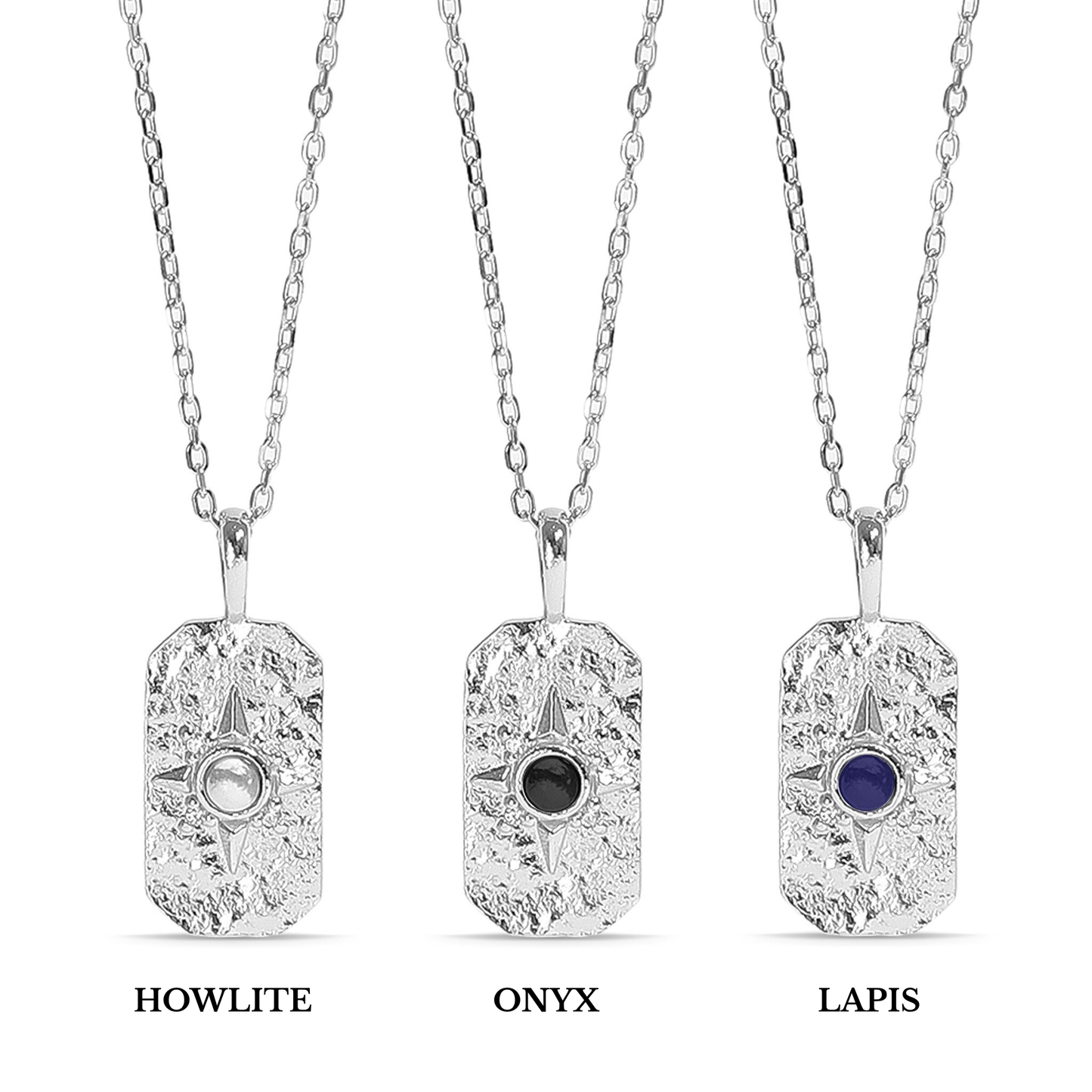 NovaCharm™ Gemstone Pendant Necklace – Howlite, Onyx & Lapis in 18K Gold & Silver | Nemosn™ Modern Spiritual Jewelry