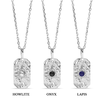 NovaCharm™ Gemstone Pendant Necklace – Howlite, Onyx & Lapis in 18K Gold & Silver | Nemosn™ Modern Spiritual Jewelry