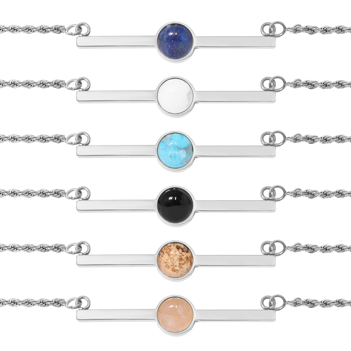 GemBar™ Minimalist Gemstone Bar Necklace | Natural Stone Pendant Jewelry in Gold & Silver