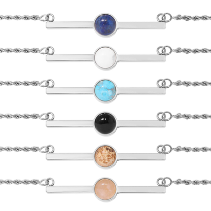 GemBar™ Minimalist Gemstone Bar Necklace | Natural Stone Pendant Jewelry in Gold & Silver