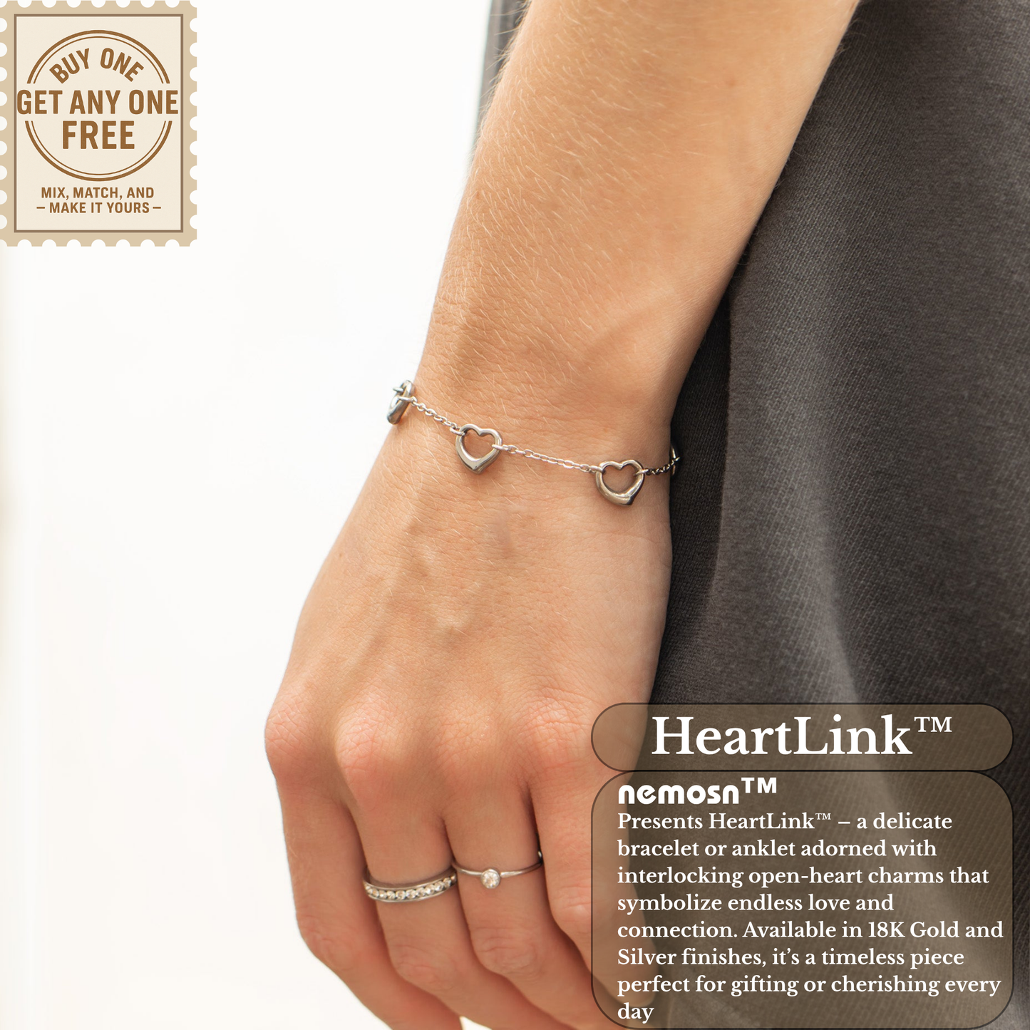 HeartLink™ Linked Heart Chain Bracelet – Adjustable Gold & Silver Bracelet | Romantic Minimalist Jewelry Gift for Her