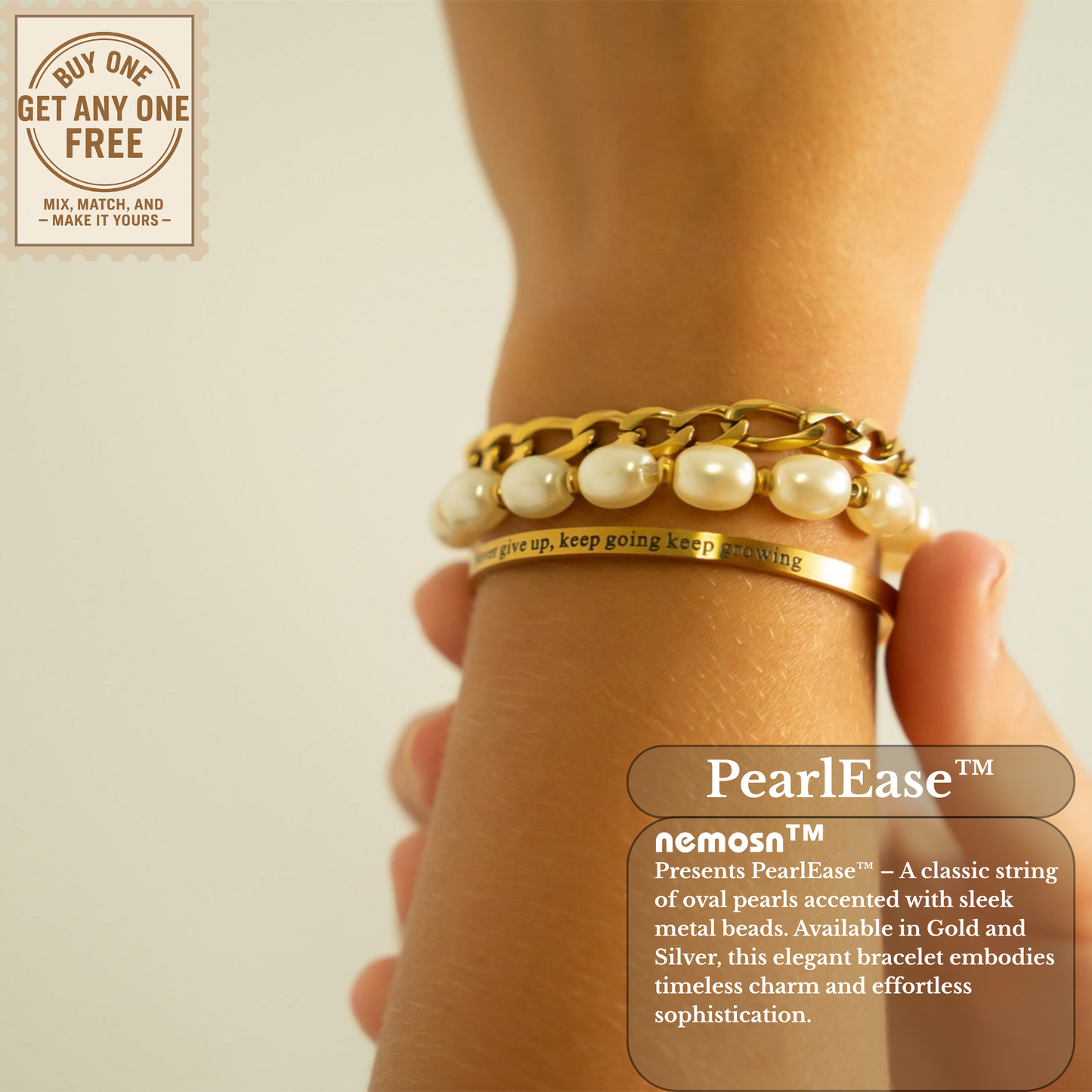 PearlEase™ Smooth Oval Pearl Bracelet – Effortless Everyday Elegance (Gold & Silver Options)