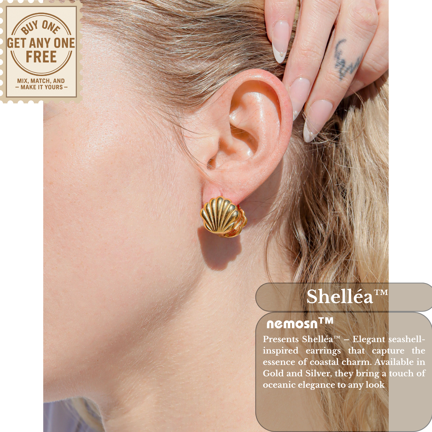 Shelléa™ Seashell Hoop Earrings – 18K Gold & Silver Plated Ocean-Inspired Jewelry for Women | Nemosn™ Elegant Summer Gift