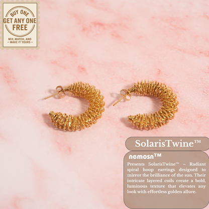 SolarisTwine™ Radiant Coil Hoop Earrings – Bold Spiral Statement in 18K Gold Finish