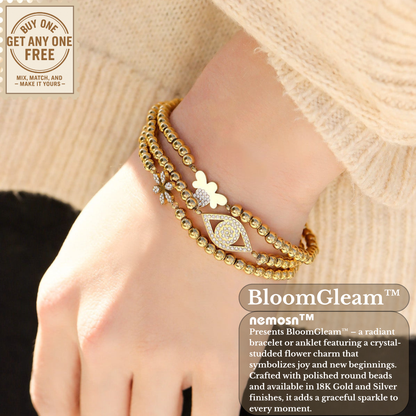 BloomGleam™ Sparkling Flower Beaded Bracelet – Gold & Silver Dainty Bracelet | Everyday Wear Jewelry Gift for Her