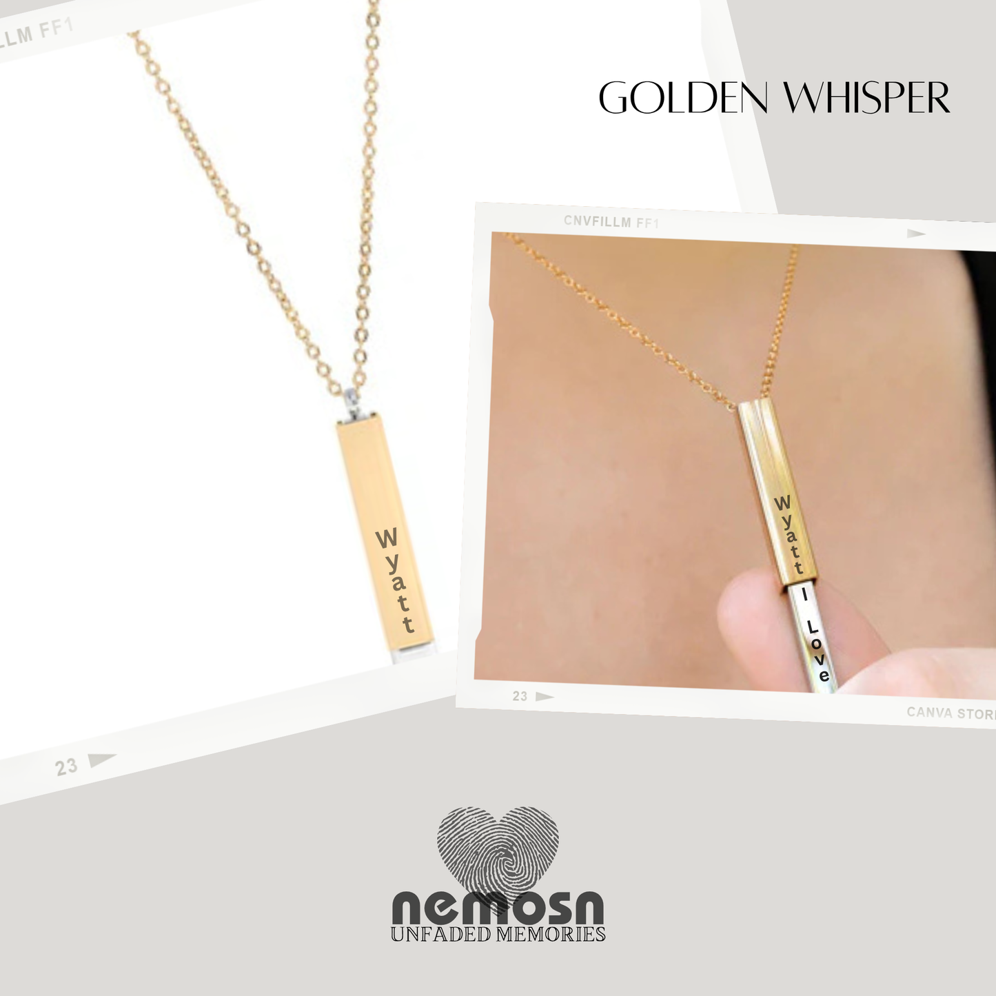 GoldenWhisper™ – Hidden Message Engravable Necklace