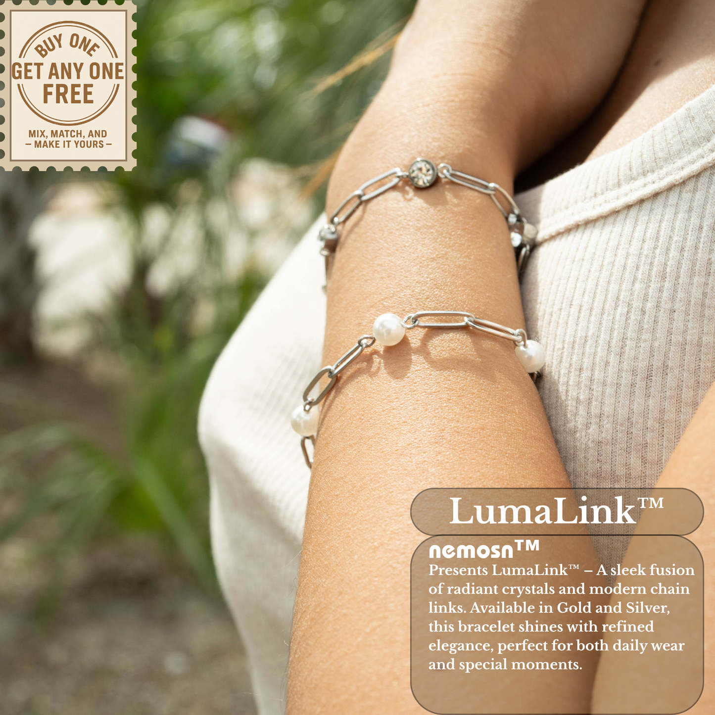 LumaLink™ Crystal Paperclip Chain Bracelet – Adjustable Gold & Silver Bracelet | Minimalist Everyday Jewelry Gift for Her
