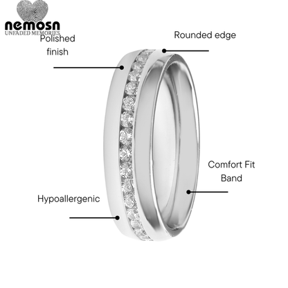 LumaBand™ — Polished Comfort-Fit Ring with Channel-Set Stones