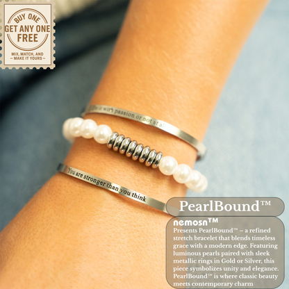 PearlBound™ Elegant Faux Pearl Bracelet | 18K Gold / Silver Accent | Waterproof, Tarnish-Free | Timeless Minimal Style