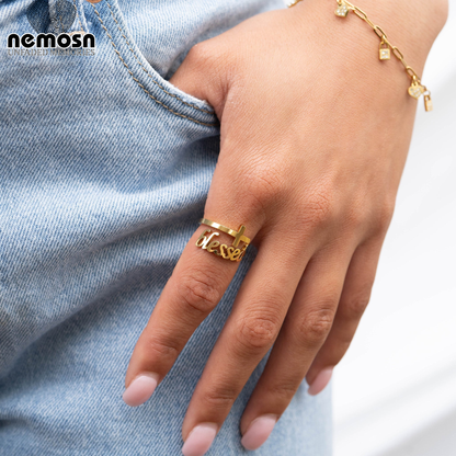 FaithLume™ — Blessed Cross Ring in Polished Gold & Silver