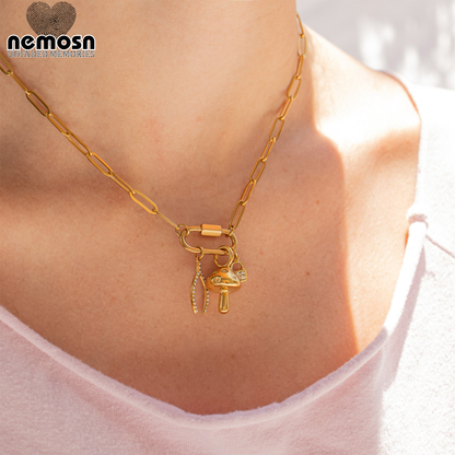 WishGleam™ Pendant – 18K Gold & Silver Stainless Steel Wishbone Charm with CZ Stones | Luck, Hope & Positivity Jewelry by Nemosn