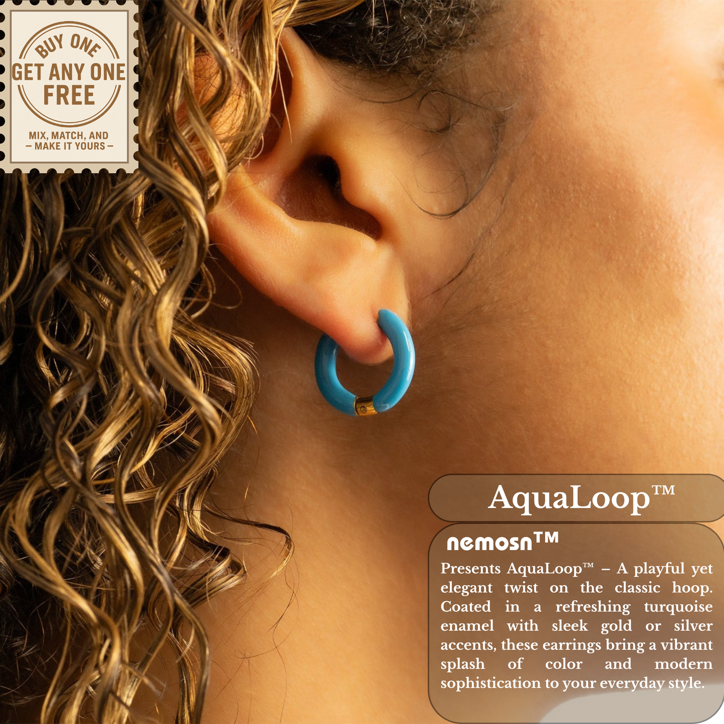 AquaLoop™ Vibrant Enamel Hoop Earrings – Ocean Blue 18K Gold & Silver Plated Hoops | Nemosn™ Coastal Chic Collection
