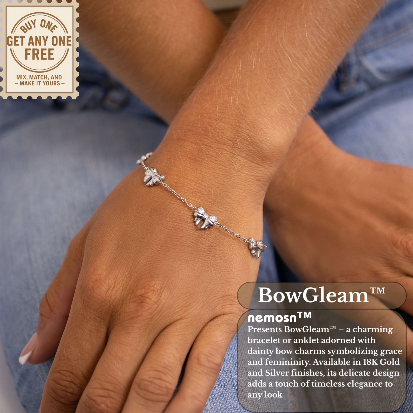 BowGleam™ Dainty Bow Chain Bracelet – Adjustable Gold & Silver Bracelet | Cute Minimalist Jewelry Gift for Her